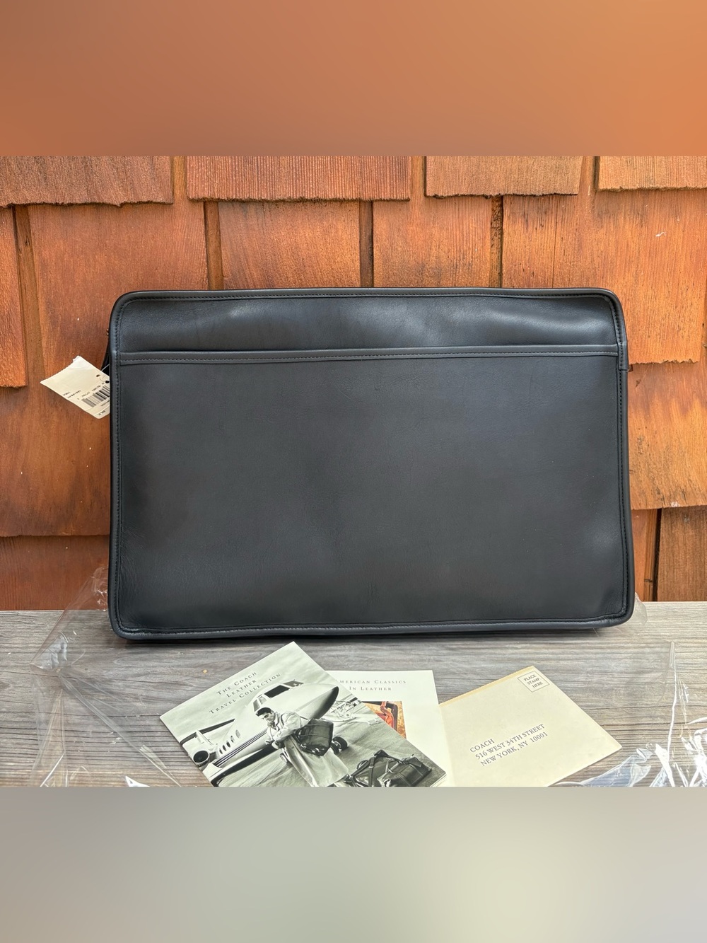 NWT XL Vintage Coach Zip Portfolio Leather Document Laptop Bag 5225 Black